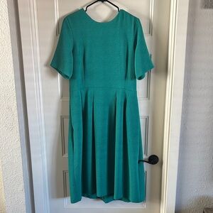 H&M Green A-Line Midi Dress with Flutter Sleeves
